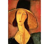 XZSFD NBGEA Amedeo Modigliani Affiche et impressions Image d’art mural abstrait《Dame portant un grand chapeau》Peinture sur toile de portrait pour la décoration intérieure 50x70cm Non encadré