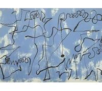 XZSFD NBGEA célèbre Joan Miro affiche Impressions en couleur Image d’art mural abstrait《Labyrinthe bleu》Joan Miro Black Line Peinture sur toile pour la décoration intérieure 50x70cm Non encadré