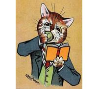 XZSFD NBGEA Célèbre Louis Wain Animal Poster Impressions Couleur Abstrait Photo D’art Mural《Chat De Lecture》Louis Wain Peinture Sur Toile Pour La Décoration Intérieure 30x50cm Non Cadre