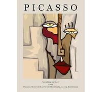 XZSFD NBGEA célèbre Pablo Picasso affiche Impressions en couleur Image d’art mural abstrait《Se fondre dans le visage》Pablo Picasso Peinture sur toile pour la décoration intérieure 40x60cm Non encadré