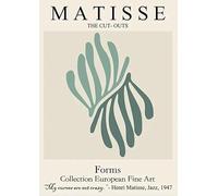 XZSFD NBGEA Henri Matisse Affiche Impressions En Couleur Abstrait Photo D’art Mural《Feuilles De Corail Vertes》Matisse Découpe Peinture Sur Toile Pour La Décoration Intérieure 50x60cm Non Encadré