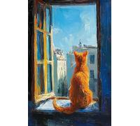 XZSFD NBGEA Henri Matisse Affiche Paysage Impressions Abstrait Photo D’art Mural《Fenêtre Ouverte Et Chat》Henri Matisse Peinture Sur Toile Pour Décor De Salon 50x70cm Non Encadré