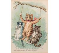 XZSFD NBGEA Louis Wain Affiche Animale Impressions Couleur Image D’art Mural Abstrait《Chats Sur La Balançoire》Louis Wain Peinture Sur Toile Pour La Maison 30x50cm Sans Cadre