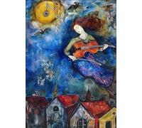 XZSFD NBGEA Marc Chagall Affiche Personnes Impressions En Couleur《Le Violoniste De Rêve》Image D’art Mural Abstrait Par Marc Chagall Peinture Sur Toile Pour Décoration Intérieure 40x60cm Non Encadré