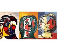 XZSFD NBGEA Pablo Picasso Affiche Impressions En Couleur《Buste De Tête》Image D’art Mural Abstrait Par Pablo Picasso Peinture Sur Toile Pour Décoration Intérieure 30x50cmx3 Non Cadre