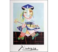 XZSFD NBGEA Pablo Picasso Affiche Impressions En Couleur Image D’art Mural Abstrait《Fille Avec Son Bateau Jouet》Pablo Picasso Peinture Sur Toile Pour Décoration Intérieure 40x60cm Non Encadré