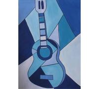 XZSFD NBGEA Pablo Picasso Nature morte Affiche Impressions en couleur Abstrait Photo d’art mural《Guitare bleue》Pablo Picasso Peinture sur toile pour la décoration intérieure 40x60cm Non encadré