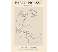 XZSFD NBGEA Pablo Picasso Personnes Affiche Impressions En Couleur Abstrait Ligne Murale Art Image《Amour Platonique》Pablo Picasso Peinture Sur Toile Pour Décoration Intérieure 40x60cm Non Encadré