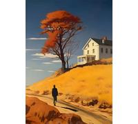XZSFD NBGEA Peinture sur toile de décor au style Edward Hopper《Route d’automne à la campagne》D’Edward Hopper Gravures murales pour la décoration intérieure 40x60cm sans cadre