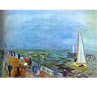 XZSFD NBGEA Raoul Dufy Paysage Affiche Impressions Couleur Abstrait Art Mural Image《La mer à Deauville》Raoul Dufy Peinture sur Toile Pour Décoration Intérieure 50x80cm Non encadré