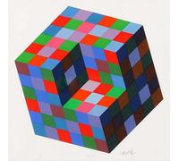 XZSFD NBGEA Victor Vasarely Affiche Victor Vasarely Impressions Abstrait Wall Art Couleur Cube Photo Optique Visuel Toile Peinture Pour Décor Maison 60x60cm Non encadré
