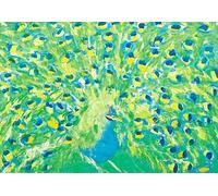 XZSFD NBGEA Walasse Ting Affiche Impressions En Couleur Abstrait Photo D’art Mural《Paon Vert》Walasse Ting Peinture Sur Toile D’animaux Pour Décoration Intérieure 50x80cm Non Encadré