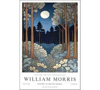 XZSFD NBGEA William Morris Affiche Paysage Couleurs Impressions《Lune et Forêt》Photo d’Art Mural Moderne par William Morris Peinture Sur Toile Pour Décoration Intérieure 50x70cm Non encadré