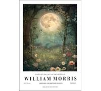 XZSFD NBGEA William Morris Affiche Paysage Impressions Couleur《Lune Et Fleurs》Photo D’art Mural Moderne Par William Morris Peinture Sur Toile Pour Décoration Intérieure 50x70cm Non encadré