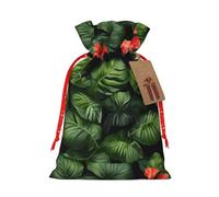 Xzsxhe Sacs cadeaux de Noël avec cordon de serrage - Réutilisables - Motif fleurs tropicales et feuillage