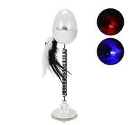 XZXCVN Balle Jouet pour Chat en ABS avec Lumière LED Colorée, Plume et Herbe à Chat, Ressort Suspendu - Stimulant l'esprit, Durable et Amusant pour Animaux de Compagnie (Blanche)