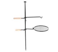 XZXCVN Barbecue Extérieur Assemblable en Fonte avec Grille et Bras Amovible, Poignée en Bois, Support Robuste - pour Camping, Pique - Nique, et Barbecue en Plein Air