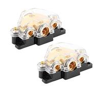 XZXCVN Bloc de Distribution Électrique 2 Pièces, 1 Entrée 3 Sorties, Protection Circuit Audio pour Voiture Bateau - Construction Cuivre Massif, Couverture Plastique Résistante, Idéal