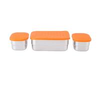 XZXCVN Boîtes Alimentaires Inox 230ml Et 720ml, Contenants Repas Étanches 304 Acier Inoxydable, Couvercles Silicone Orange - Durable Et Portable, Parfait Pour Snacks Et Transport