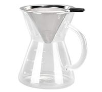XZXCVN Carafe à Café en Verre 400ml, Théière Résistante à la Chaleur avec Filtre Inox - Contrôle Précis de l'Infusion, Filtre Réutilisable, Parfait pour Maison et Cuisine (Fond plat)