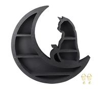 XZXCVN Étagère Murale en Bois Multi Couches Chat sur La Lune, Étagère de Rangement Décorative, Plywood 31x30x4cm - Design Artistique, Installation Facile, Décoration Intérieure