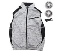 XZXCVN Gilet Ventilé Rafraîchissant Évaporation, Ventilateur USB Détachable, Polyester Respirant, Camouflage Argenté - Refroidissement Rapide, Protection UV, Usage Extérieur et Travail (XXL)