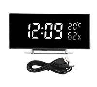 XZXCVN Horloge numérique incurvée rétro-éclairage de miroir 3 niveaux de la luminosité de niveau de bureau avec température Humidité Affichage de la lumière blanche