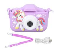 XZXCVN Jouet de caméra pour Enfants - Écran IPS HD à Double Objectif 2 Pouces avec Zoom numérique 8X, Conception de Batterie Rechargeable et de Dessin animé pour Les garçons et Les Filles (Purple)