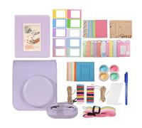 XZXCVN Kit Accessoires Appareil Photo Instantané, Sac Caméra en Cuir PU, Album Photo et Cadres, Accessoires pour mini 12 - Protection Optimale, Décoration Créative, Idéal pour Amoureux (Lilas)