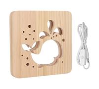 XZXCVN Lampe LED 3D en bois, lumière blanche chaude, design creux, motif baleine mignon, veilleuse LED pour la maison, le bureau et la chambre à coucher