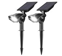 XZXCVN Projecteurs Solaires Extérieurs 2 PCS, 5 LEDs, Étanches IP65, Lumière Blanche Chaude, 2 - en - 1 Spot Encastré et Lampe Murale, Allumage Automatique - Panneau Solaire Monocristal