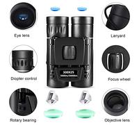 XZXXZSZ 300X25 puissantes Jumelles HD 50000M Longue portée Pliante Mini télescope Faible luminosité Vision Nocturne BAK4 Optique for la Chasse Camping(L)