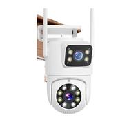 XZXXZSZ Caméra de sécurité, 4K 8MP Double Objectif WiFi caméra PTZ extérieur écran AI Humain Suivi Automatique 4MP sécurité de Surveillance vidéo(8MP Add 128G Card)