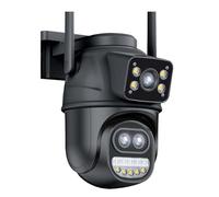 XZXXZSZ Caméra IP HD 6K 12MP à Trois objectifs, Zoom 8X, caméra de sécurité extérieure, détection de Mouvement, CCTV, caméras de Surveillance 360 °(8MP Add 32GB)