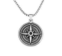 XZZHIHHA Collier pour hommes Punk Vintage Stain1less Viking Boussole Pendentif Collier Biker Boussole Colliers Pour Hommes Mode Amulette Bijoux Cadeaux2024