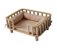 XZZHSM Lit pour Chat, canapé surélevé Durable avec literie et Rails, lit pour Chien Amovible en Bois Respirant, mobilier Universel Toutes Saisons pour Petits/Grands Animaux de Compagnie (Couleur :
