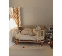 XZZHSM Lit pour Chat, lit surélevé pour Chambre à Coucher avec Matelas et Rails Moelleux, Cadre incurvé en Bois Massif, canapé pour Chien antidérapant, Niche Amovible et Facile à Nettoyer, Anti-mas