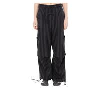 Y-3 - Pinstripe UT Straight Leg Pants - Femme - Pantalons - Noir - Taille: 38 FR