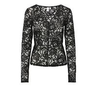 Y.A.S Neck Lace Top Yaslacey Ls Haut en Dentelle à col en V Taille S. Noos, Noir, XS Femmes