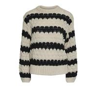 Y.A.S Yasbubba Ls Knit Pullover S. Noos Pull en Tricot, Bouleau/Rayures : Noir, M Femme