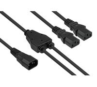 Kabelmeister Câble/Adaptateur Noir 2m IEC C14 vers Coupleur 2x C13, H05VV-F 3x1mm², 250V 10A - Connecteurs IEC 60320, PVC, Cuivre