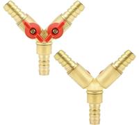 Y Connecteur de Tuyau 3 Voies séparateur,Alliage de Laiton et de Zinc,10 mm Valve à Bille pour Eau,Huile et gaz pour arrosage de Jardin(2 pièce)