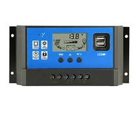 Y&H 60A Contrôleur de Charge Régulateur Panneau Solaire 12V/24V Régulateur de panneau solaire de Batterie Intelligent avec 5V Light Timer Control LCD Display avec Double Port USB LCD Affichage