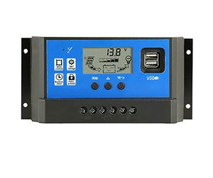 Y&H 60A Contrôleur de Charge Régulateur Panneau Solaire 12V/24V Régulateur de panneau solaire de Batterie Intelligent avec 5V Light Timer Control LCD Display avec Double Port USB LCD Affichage