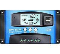 Y&H MPPT Contrôleur de charge solaire 100 A 12 V/24 V pour voiture avec double port USB, écran LCD