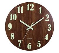 Y- Horloge murale lumineuse, horloge murale de cuisine silencieuse de 12 pouces qui ne font pas de tic-tac pour l'intérieur et l'extérieur