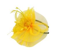 Y Pen Rubans Mesh Femmes Chapeau et Plumes Mode Mariage Bibi N Party Casquettes de baseball Hommes Profil bas, jaune, Taille unique