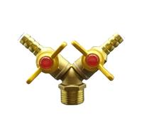 Y-Shaped Splitter DN15 1/2" Male To 10mmm Hose Barb Brass Ball Valve Air Fuel Gas
