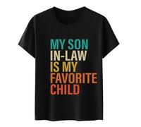 Y Son in Law is My Favorite Child T-shirts pour femmes 2026 graphique athlétique décontracté coupe ample hauts de sortie couleur unie T-shirts tendance à manches courtes vintage mignon d'été, Noir , L