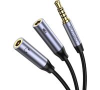 Y Splitter Adapter Microphone Headset,Stereo Audio Jack Adapter 3.5 mm,3.5 mm Male to Dual 3.5 mm Female Headphone and Microphone Jack for PS4,PC,Phone,Tablet (TRS Microphone Support)